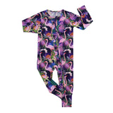 Barboteuse à Volants et Double Fermeture Éclair - Flamant Néon