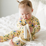 Double Zipper Ruffle Romper - Morning Glory