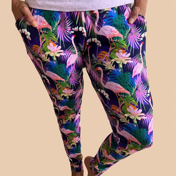Women Pajama Pants - Neon Flamingo