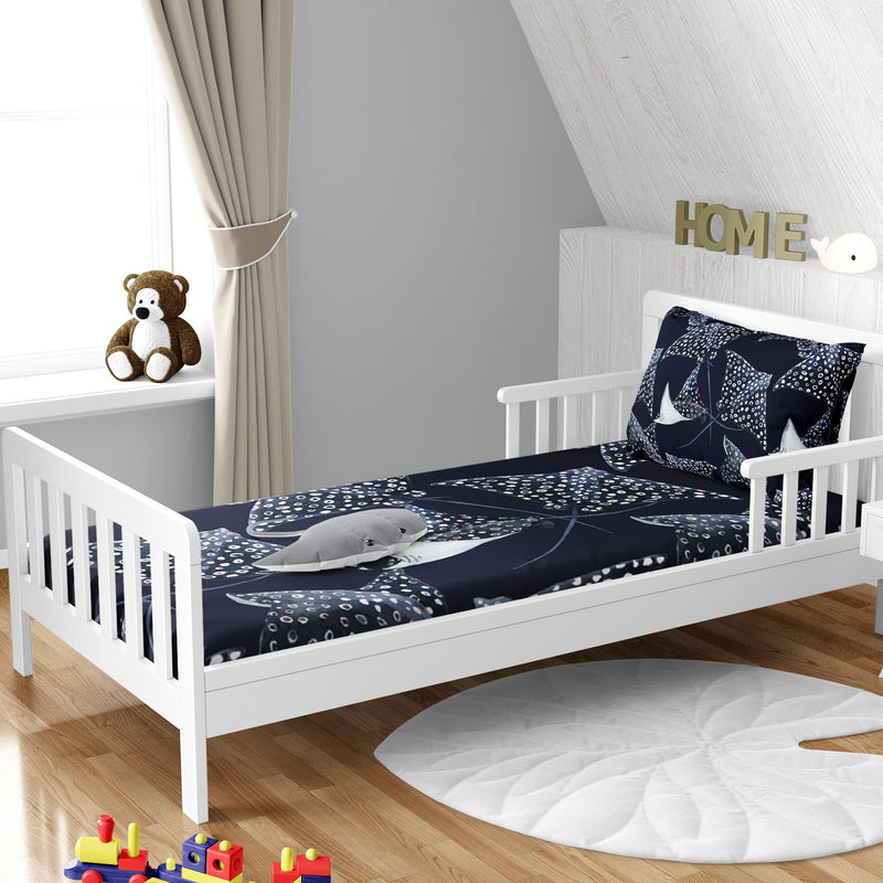 Juego de sábanas ajustables para cama individual - Azul Pacífico